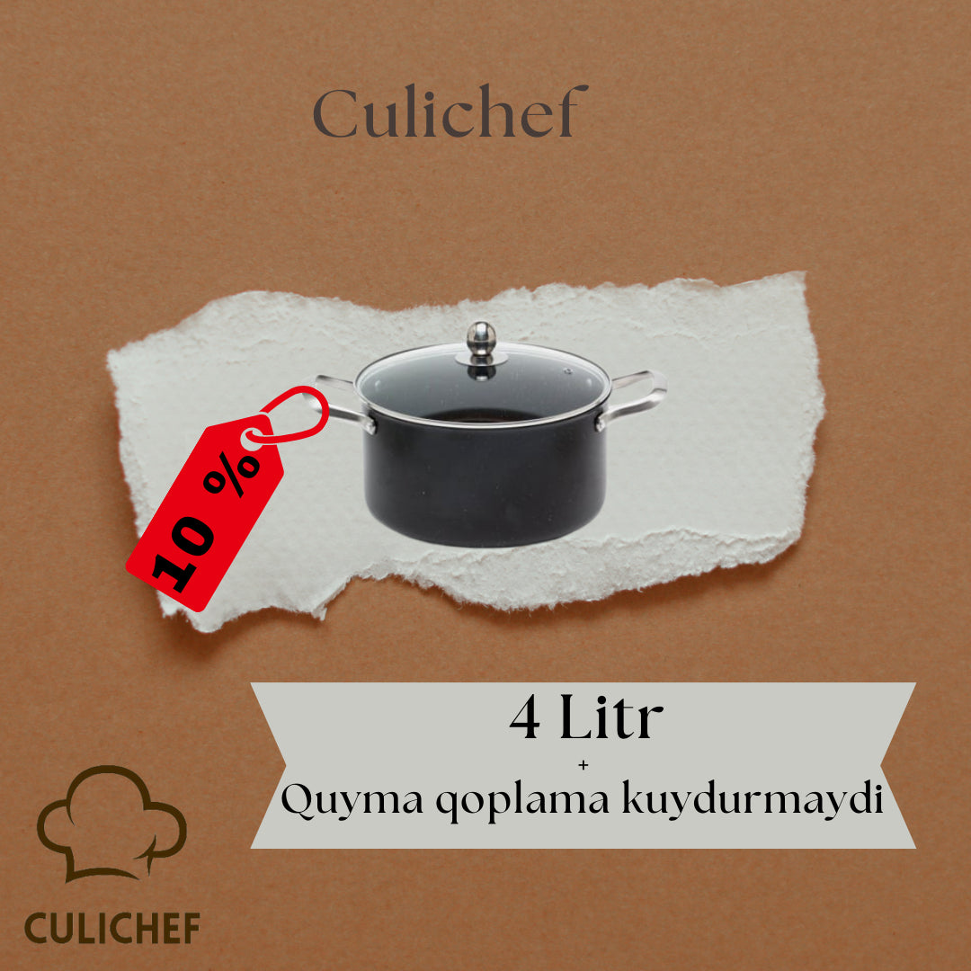 CULICHEF kostryulka, 4 l, yopishmaydigan qoplamali granit quyma, qora
